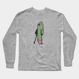 Cute girl injured cactus colored Long Sleeve T-Shirt